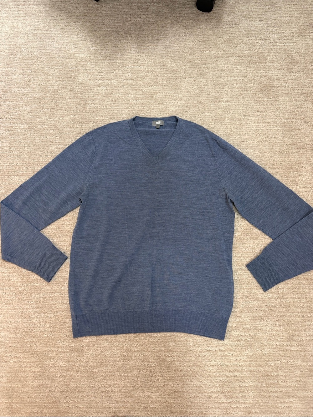 Uniqlo Merino Wool Blue V-Neck Sweater